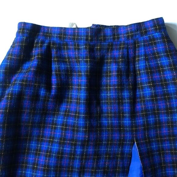Norton McNaughton Blue Plaid Tweed Skirt Sz 10 - Picture 2 of 6